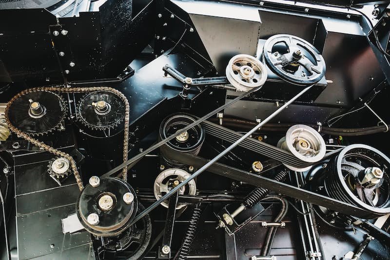 Belt and chain drives on industrial machinery